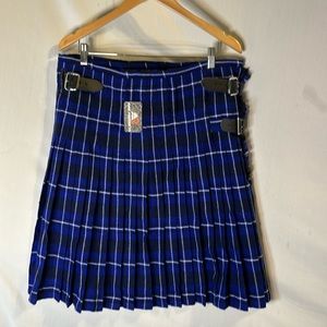Classic Blue Checkered Kilt with Buckle Accents